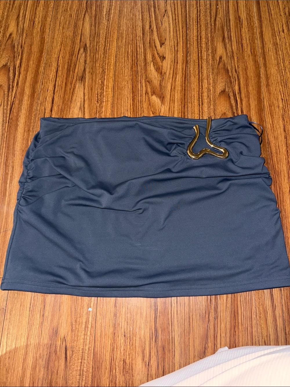 Edikted Navy Mini Skirt with Gold Accent